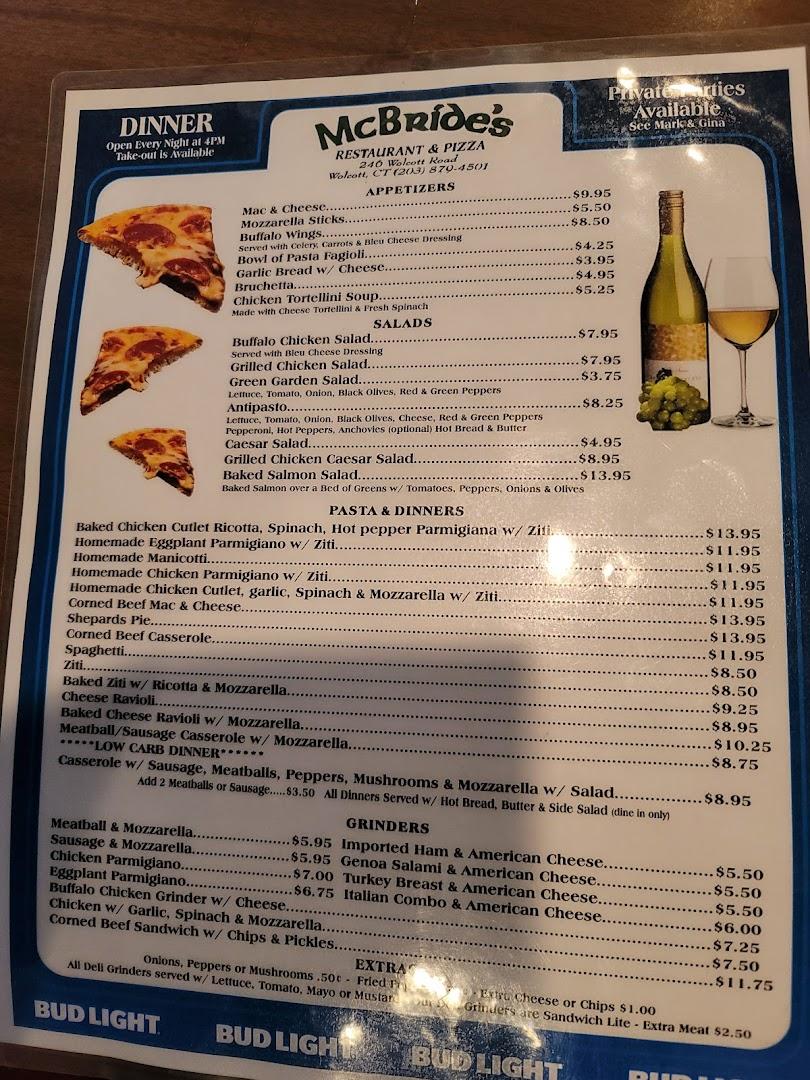 McBrides Restaurant Menu image 3